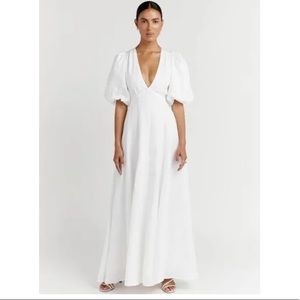 DISSH AISLE LINEN BACKLESS DRESS